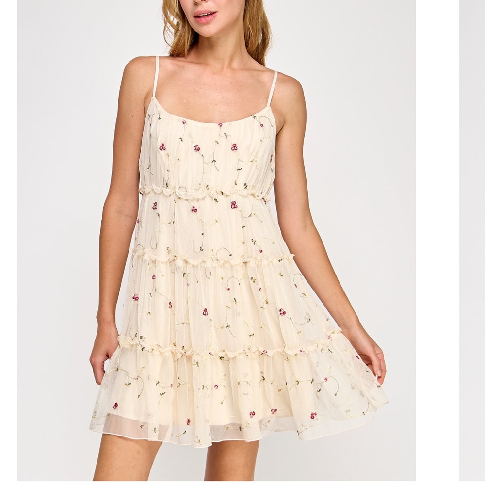 Floral Cream Mini Dress